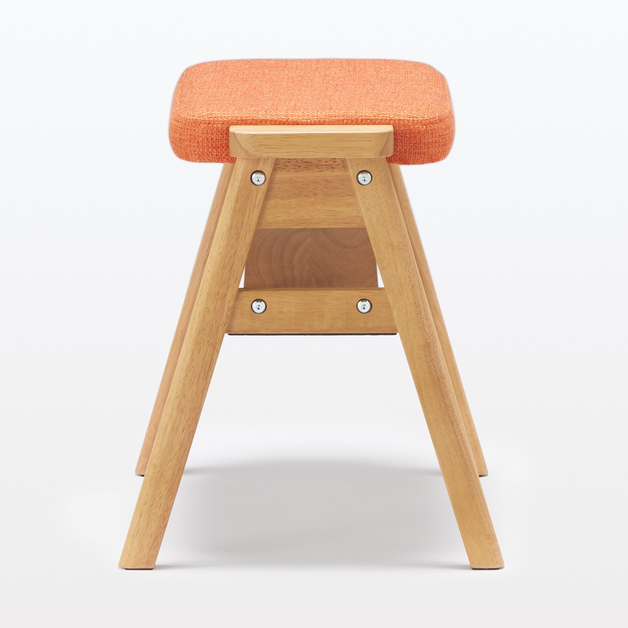 残反をつかったスタッキングスツール　ポリエステルななこ織　オレンジ