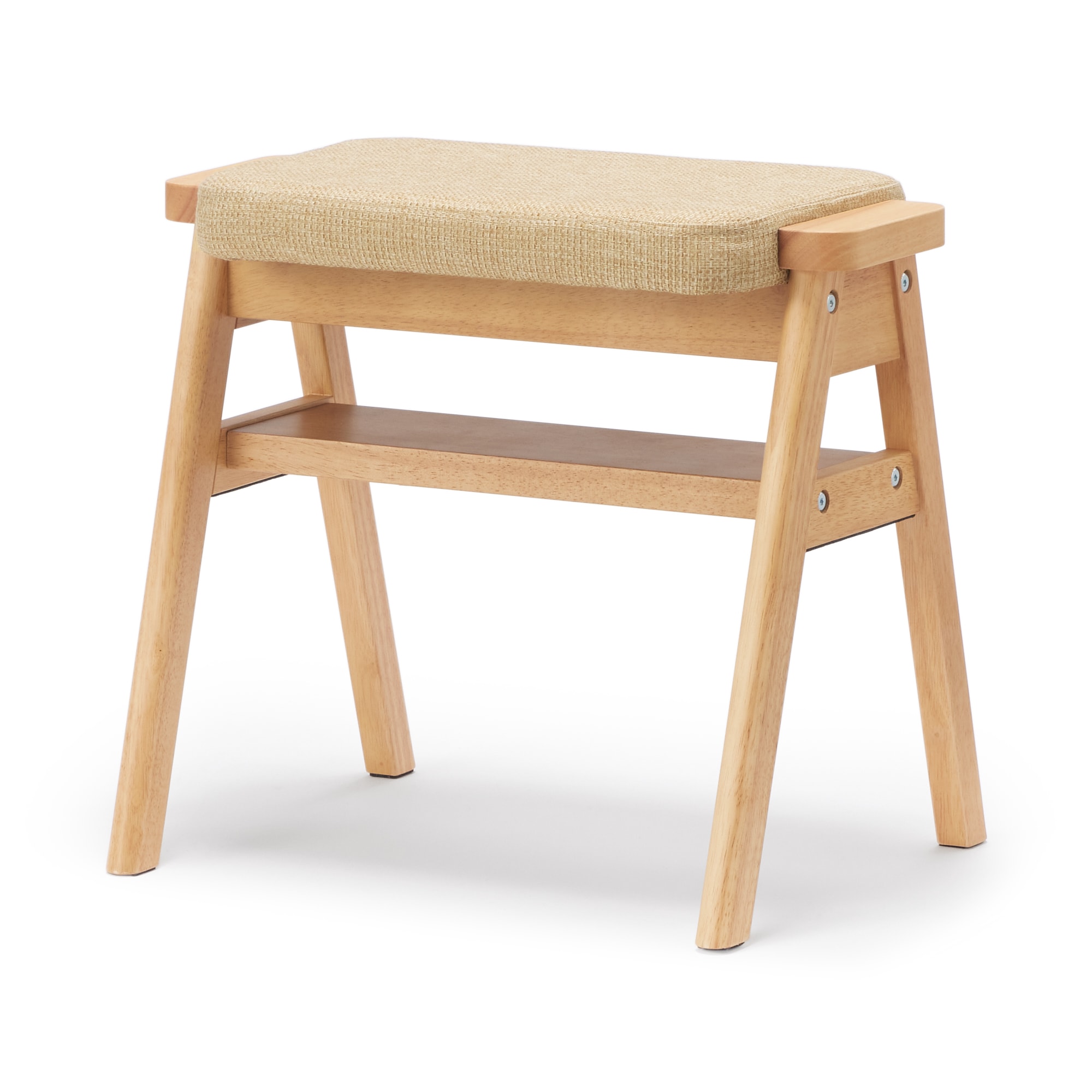 残反をつかったスタッキングスツール　ポリエステルななこ織　ベージュ