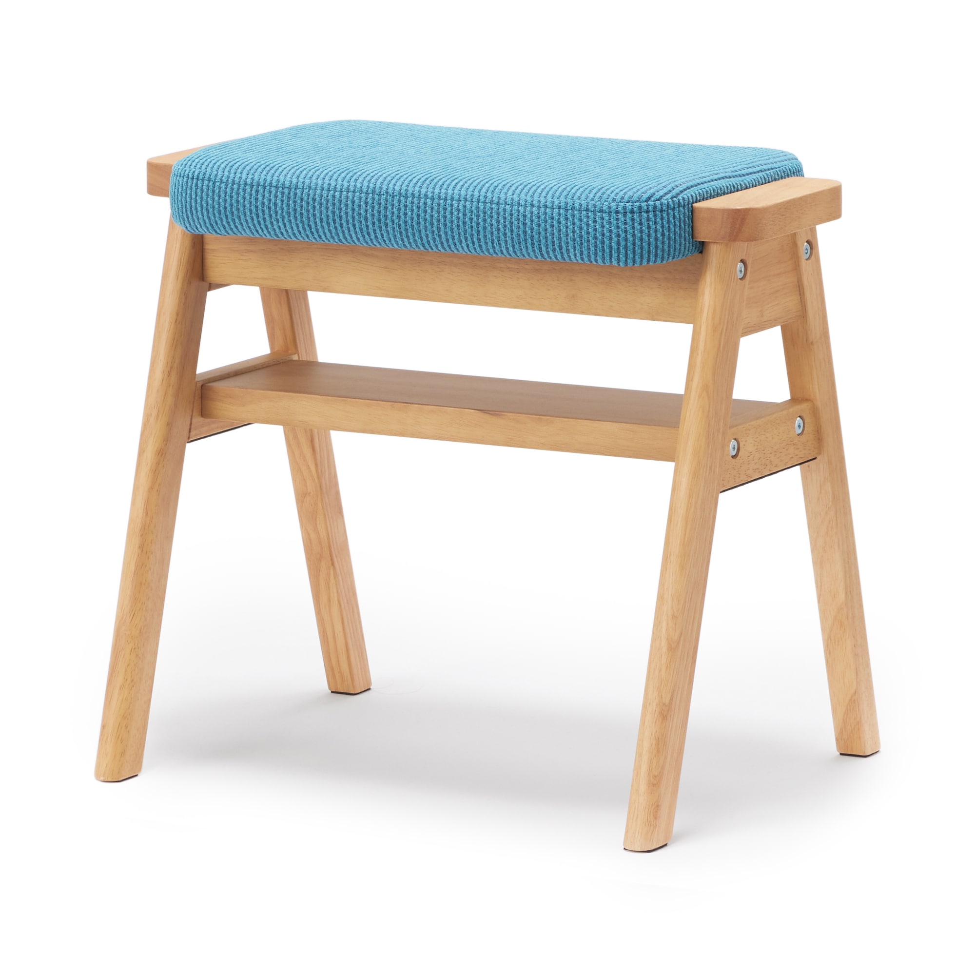 残反をつかったスタッキングスツール　ポリエステル変わり織　ブルー