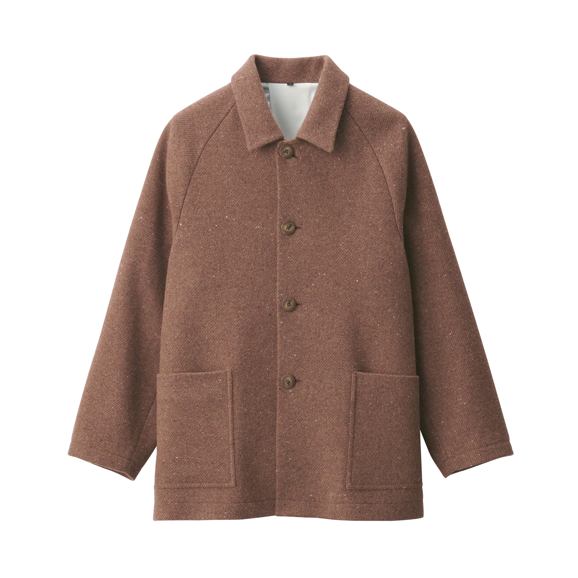 紳士　ウール混綾織りショートコート