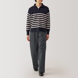 婦人　ムラ糸　チノタックワイドパンツ　股下長め