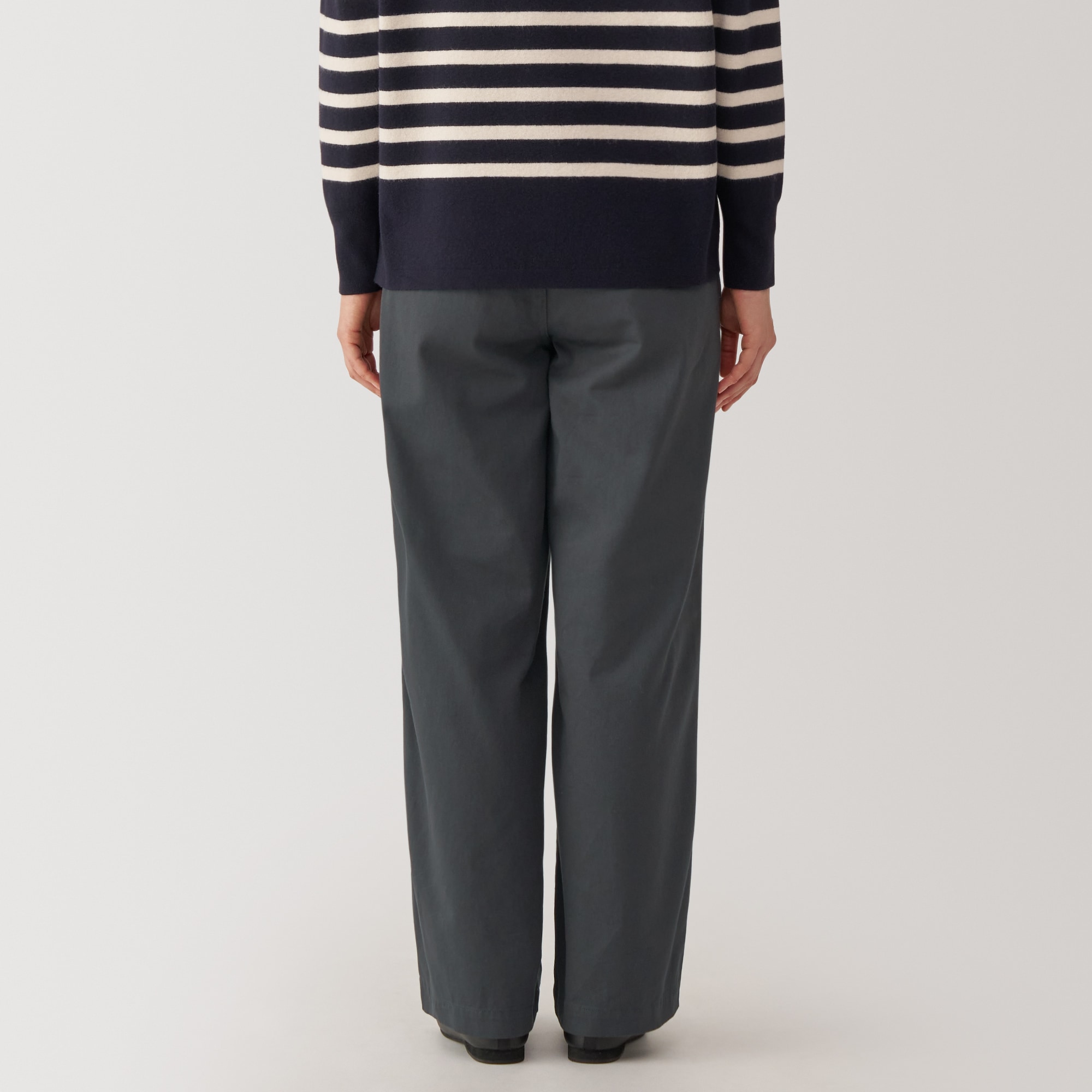 婦人 ムラ糸 チノタックワイドパンツ 股下長め | 無印良品