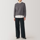 婦人　ムラ糸　チノタックワイドパンツ　股下長め