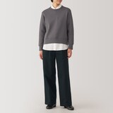 婦人　ムラ糸　チノタックワイドパンツ　股下長め