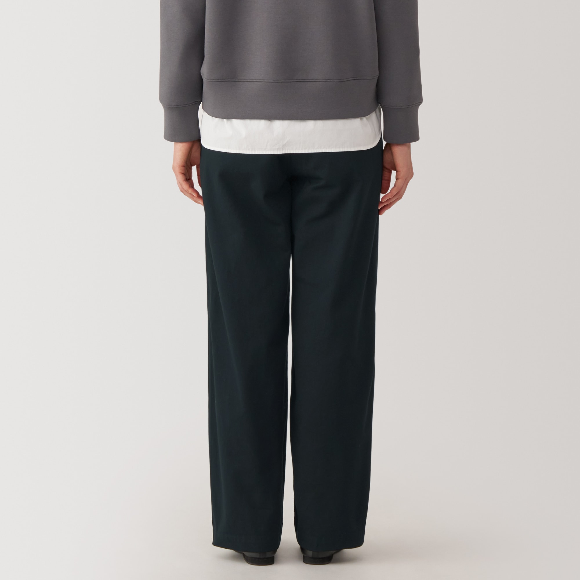 婦人　ムラ糸　チノタックワイドパンツ　股下長め