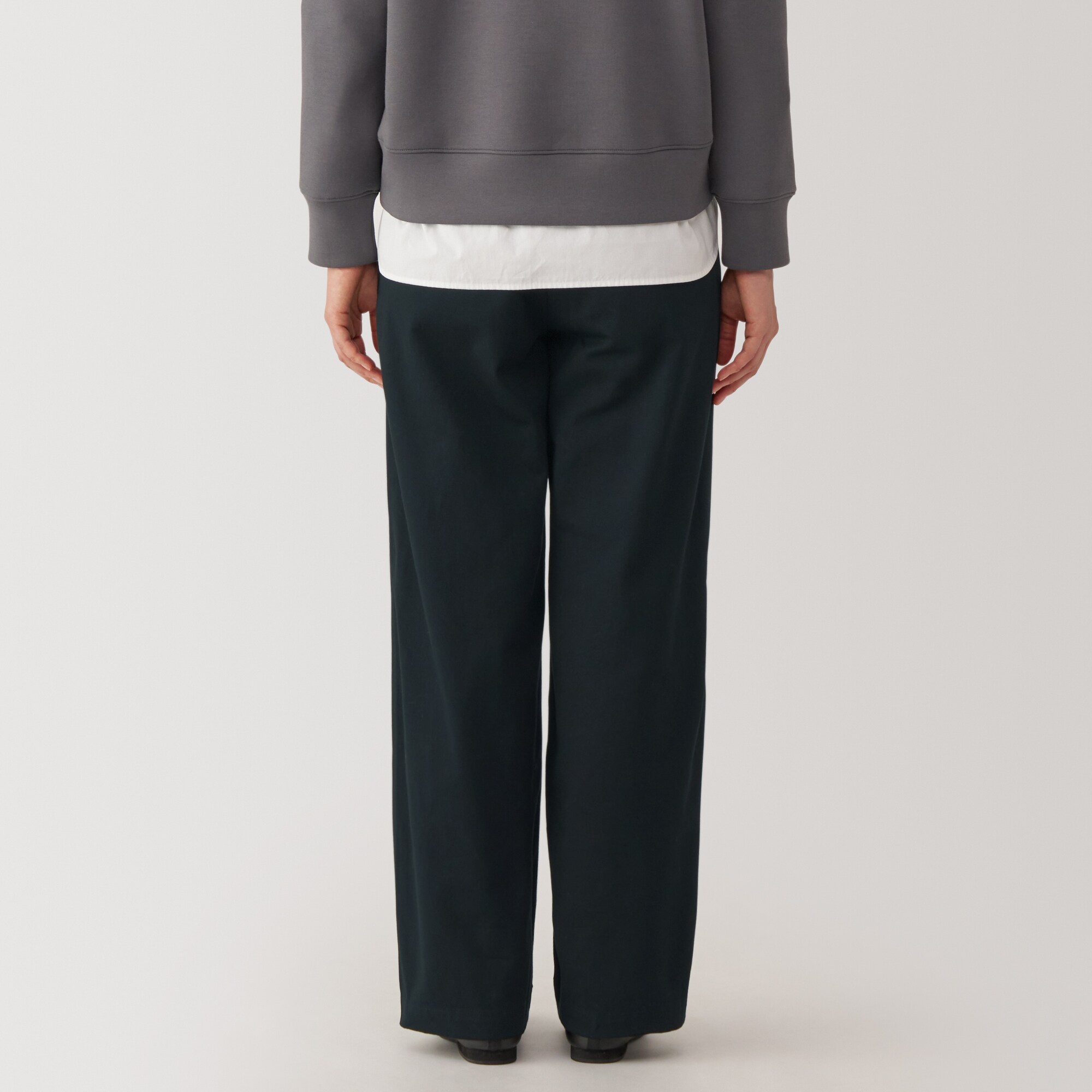 婦人　ムラ糸　チノタックワイドパンツ　股下長め