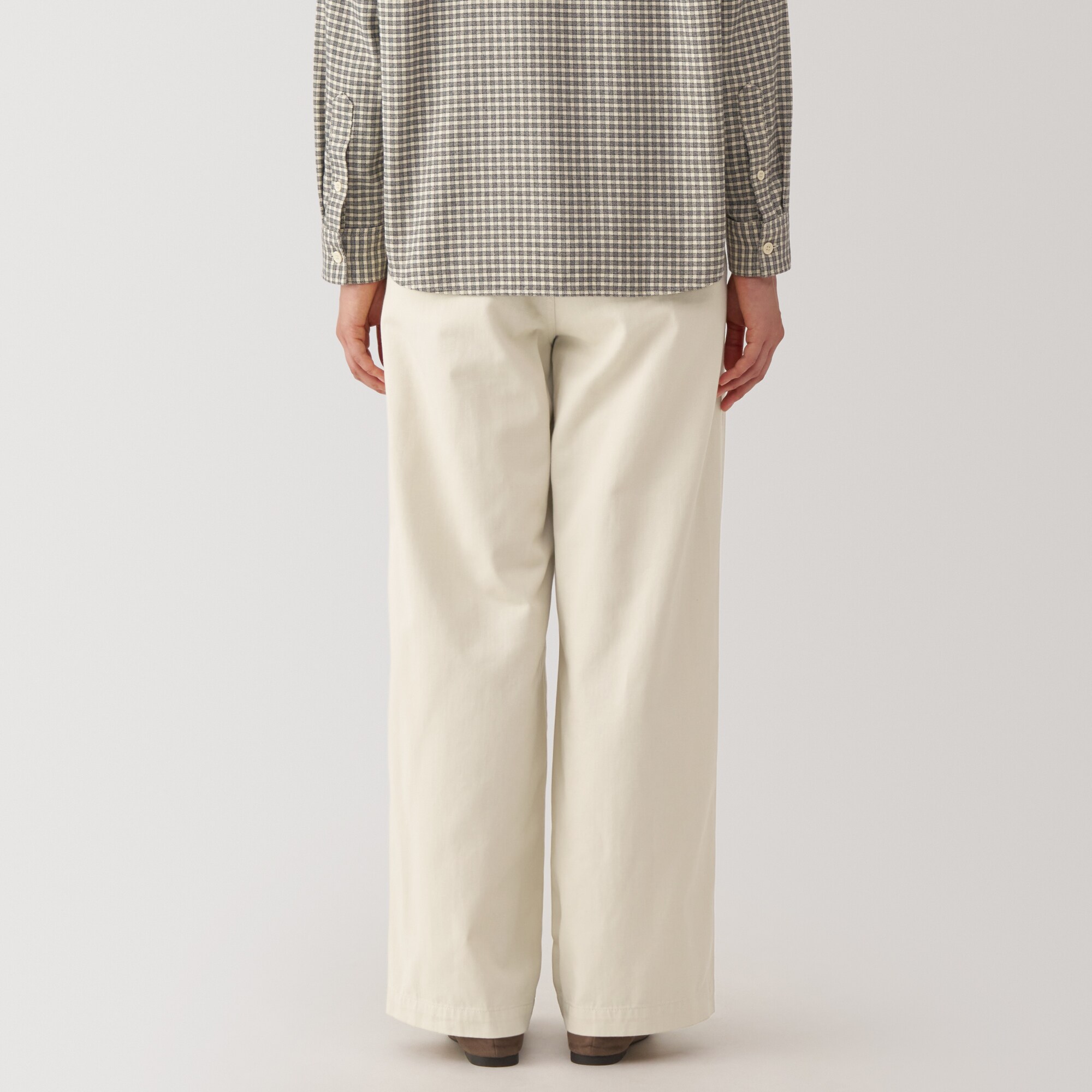 婦人　ムラ糸　チノタックワイドパンツ　股下長め