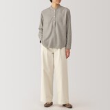 婦人　ムラ糸　チノタックワイドパンツ　股下長め