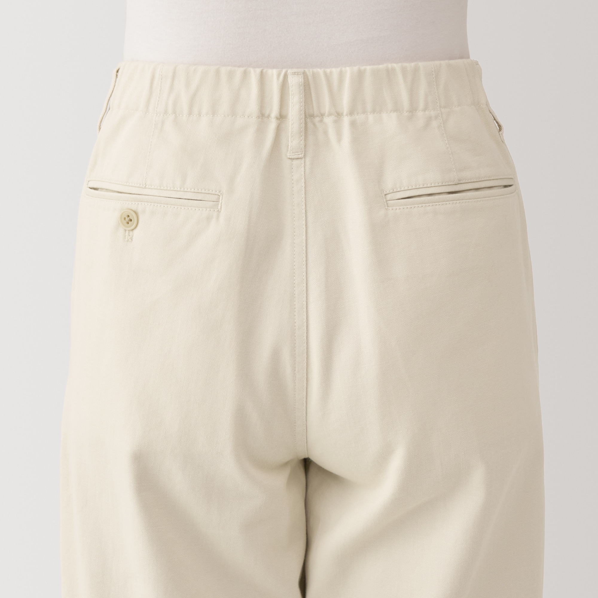 婦人　ムラ糸　チノタックワイドパンツ　股下長め