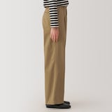 婦人　ムラ糸　チノタックワイドパンツ　股下長め