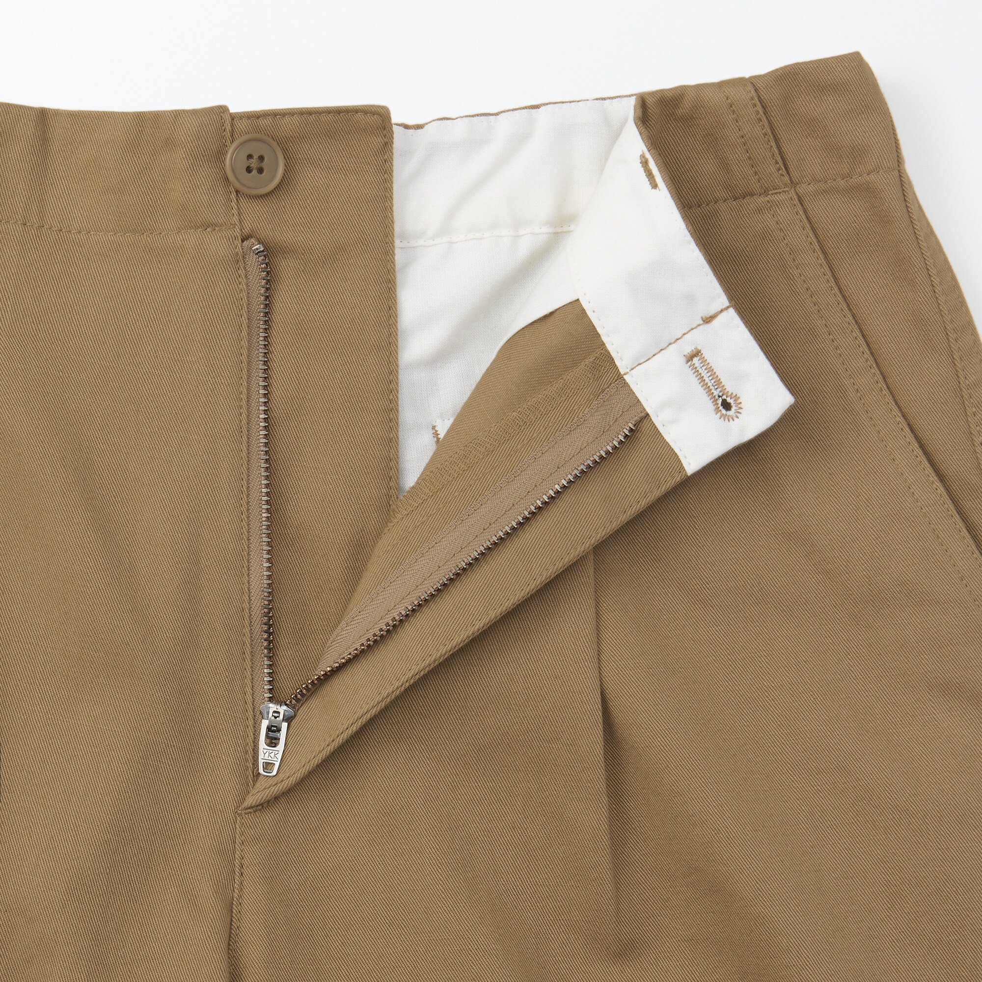 婦人　ムラ糸　チノタックワイドパンツ　股下長め