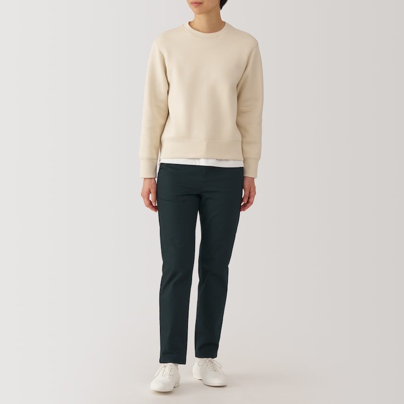 婦人　ストレッチチノ　スリムテーパードパンツ　股下長め