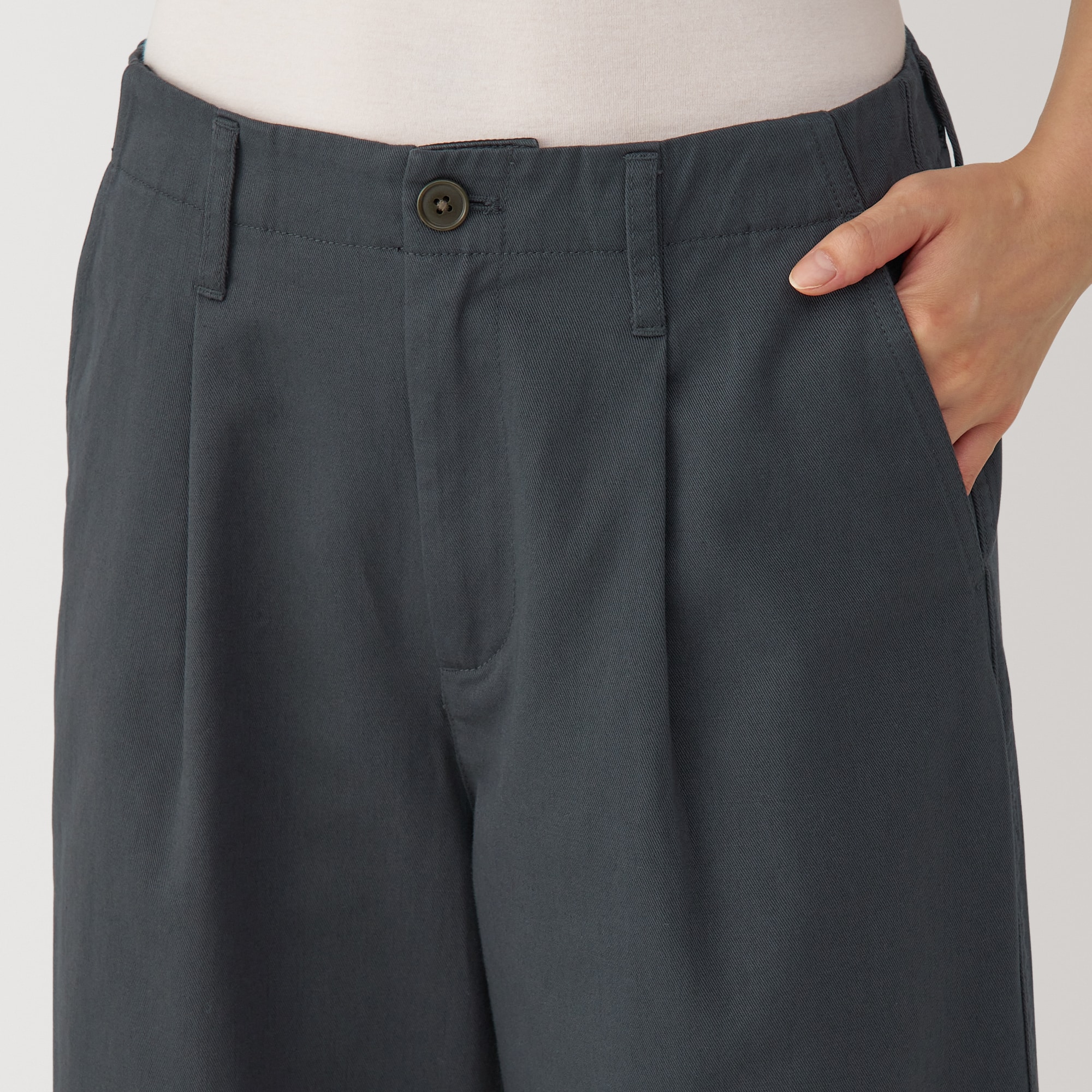 婦人　ムラ糸　チノタックワイドパンツ　股下短め（ＯＳ）