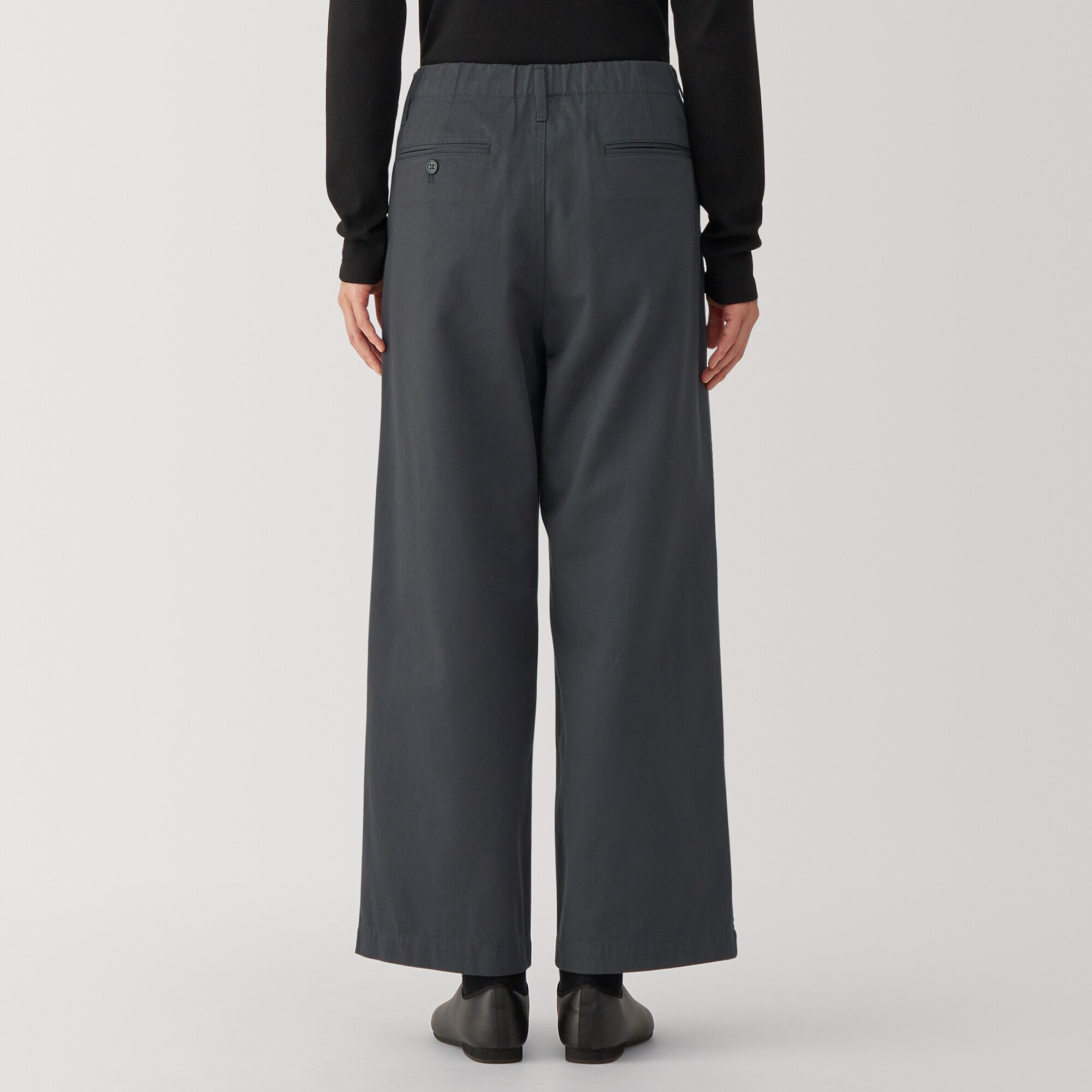 婦人 ムラ糸 チノタックワイドパンツ 股下短め（OS） | 無印良品