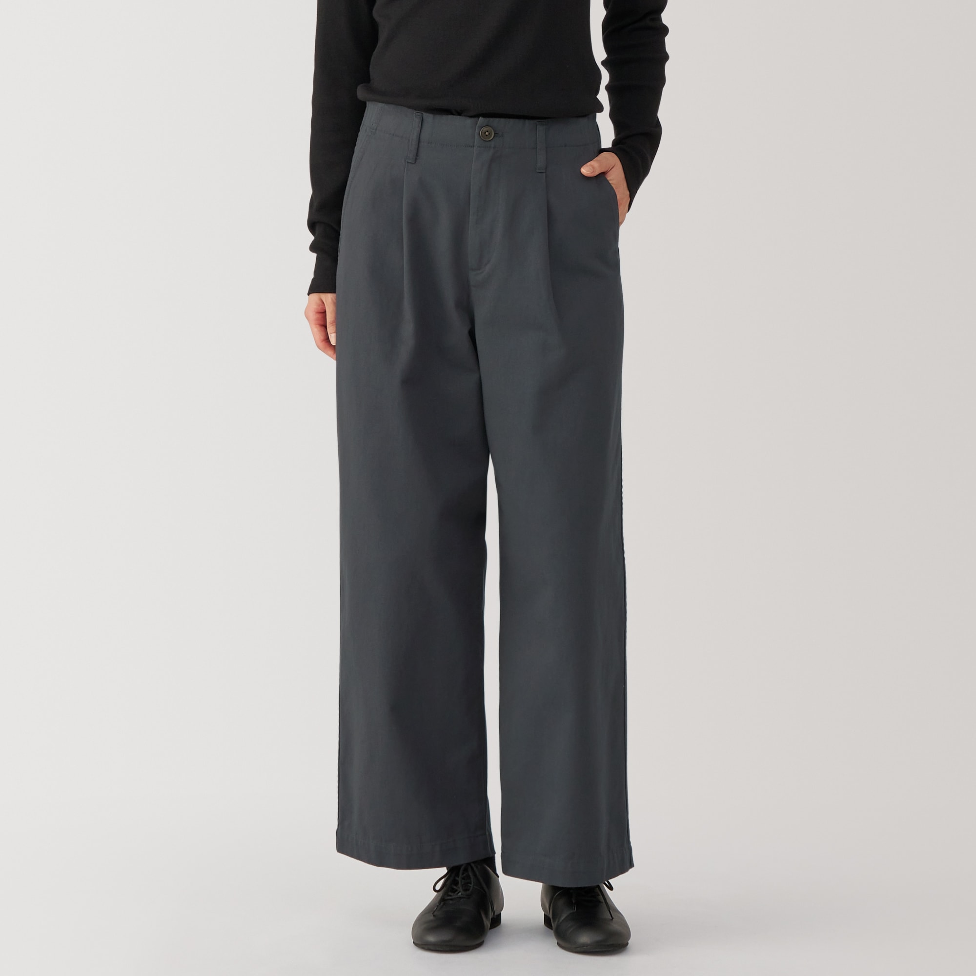 婦人　ムラ糸　チノタックワイドパンツ　股下短め（ＯＳ）