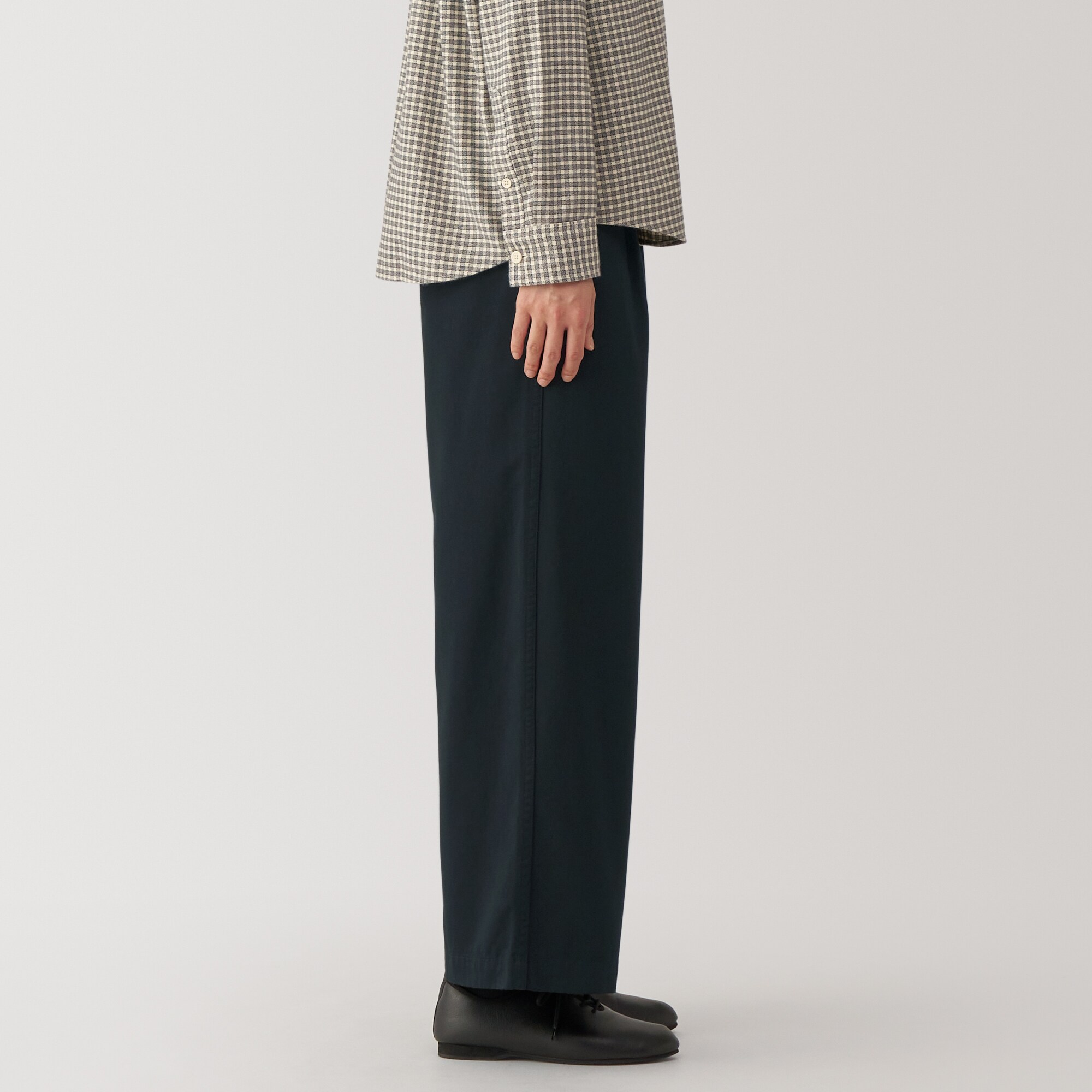 婦人　ムラ糸　チノタックワイドパンツ　股下短め（ＯＳ）