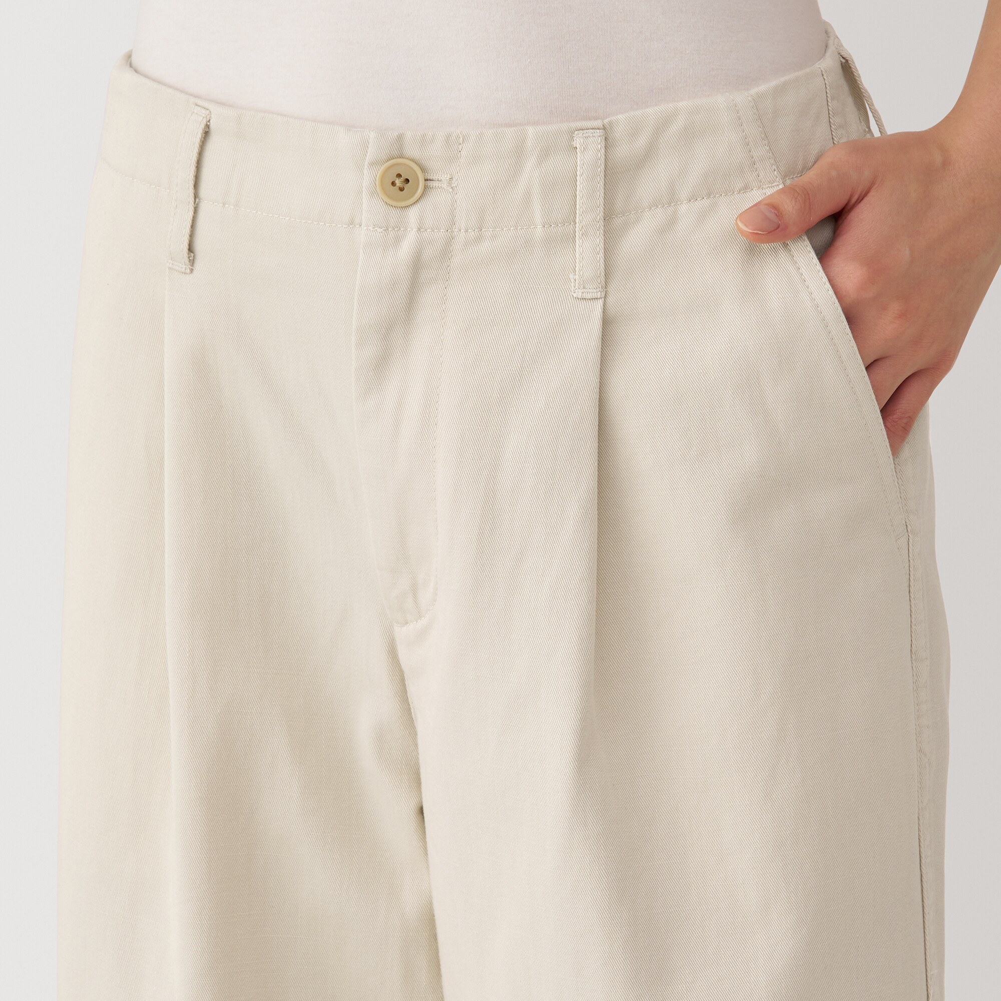 婦人　ムラ糸　チノタックワイドパンツ　股下短め（ＯＳ）