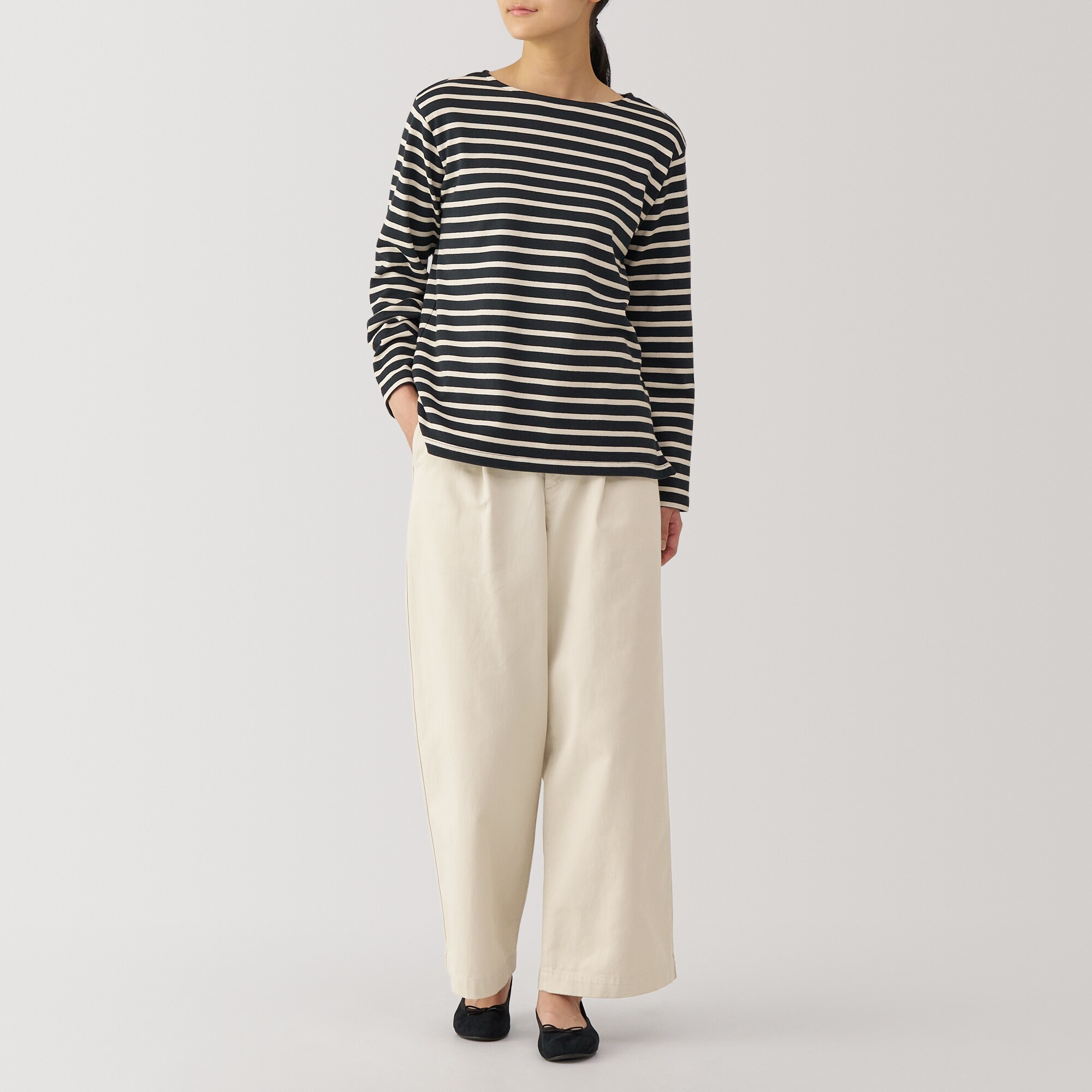 婦人 ムラ糸 チノタックワイドパンツ 股下短め（OS） | 無印良品