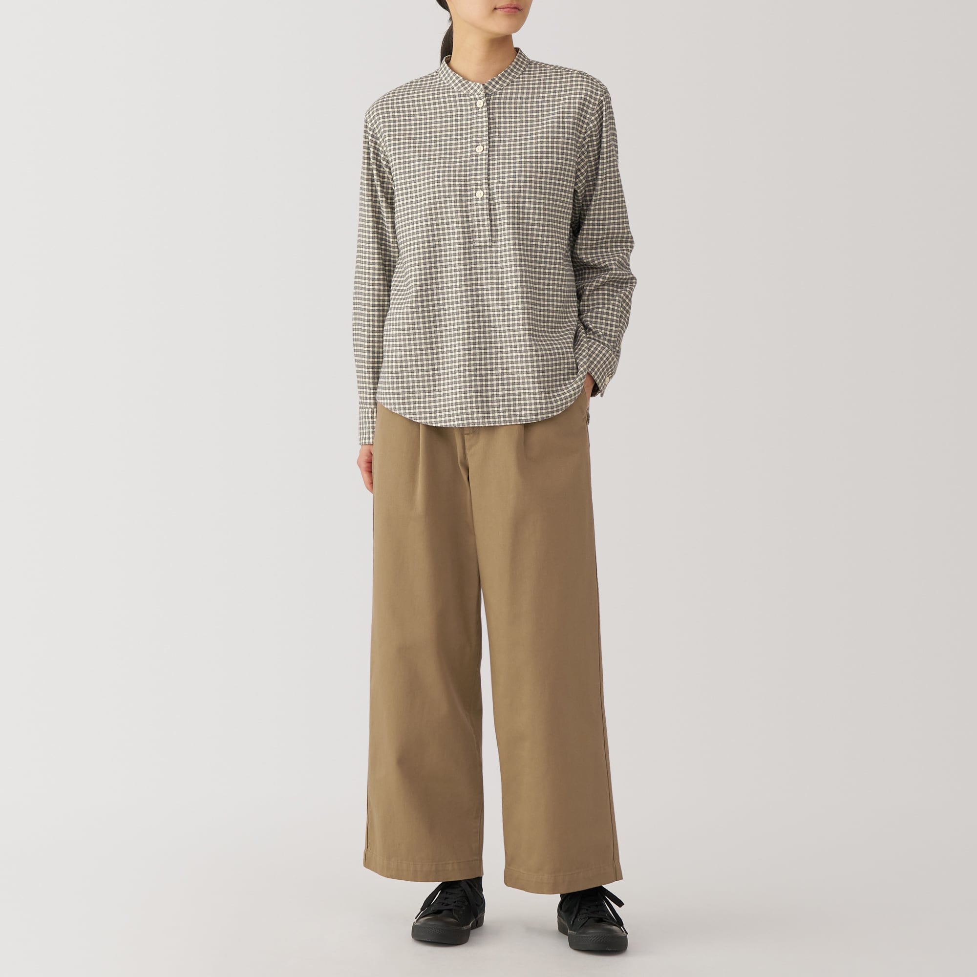 婦人　ムラ糸　チノタックワイドパンツ　股下短め（ＯＳ）