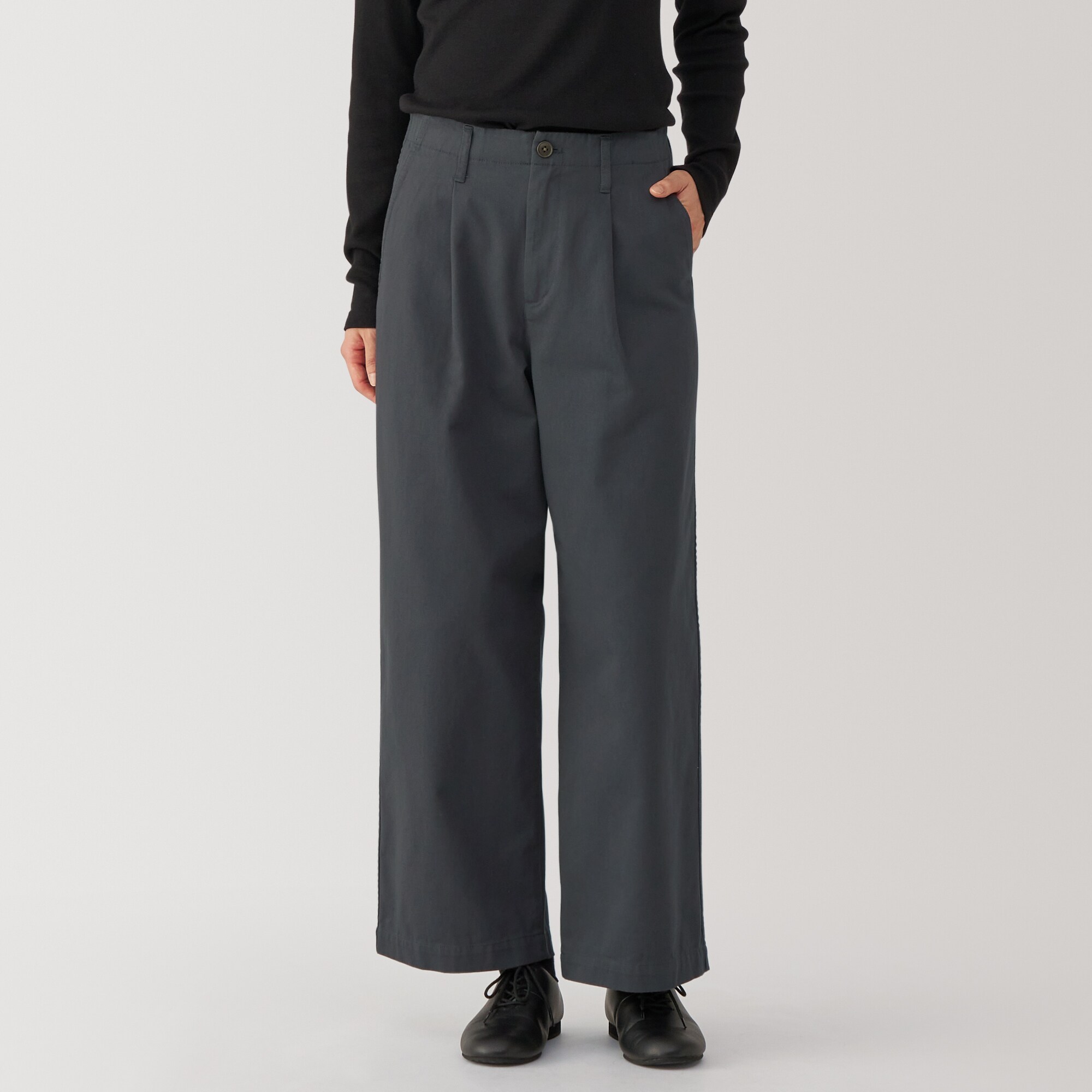 婦人　ムラ糸　チノタックワイドパンツ　股下短め（ＯＳ）