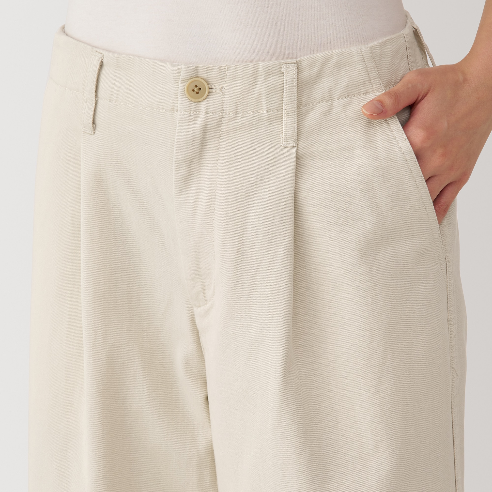 婦人　ムラ糸　チノタックワイドパンツ　股下短め（ＯＳ）