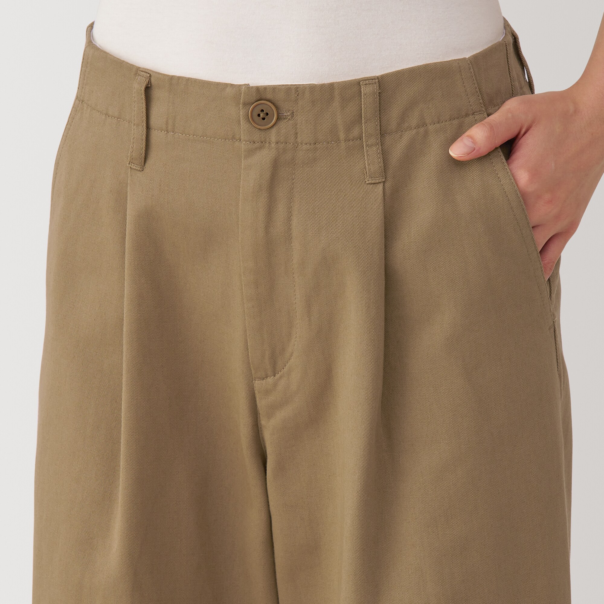 婦人　ムラ糸　チノタックワイドパンツ　股下短め（ＯＳ）