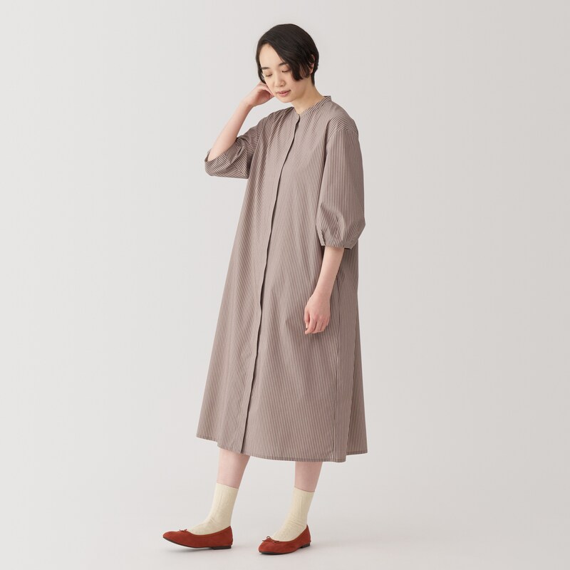 婦人 乾きやすいブロード 七分袖ワンピース | 無印良品