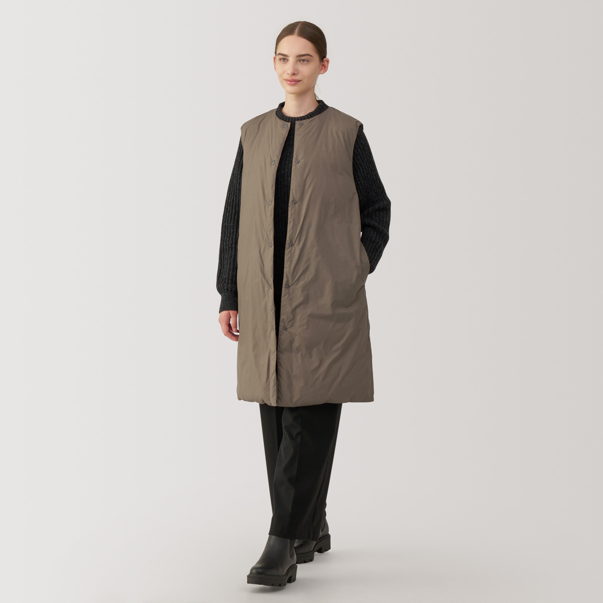 タグ有り BLANK 小さから ロングリバーシブルダウンベスト