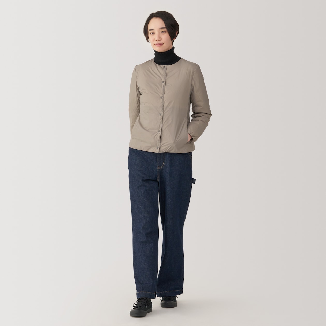 婦人　軽量ダウンノーカラージャケット（帯電防止裏地）