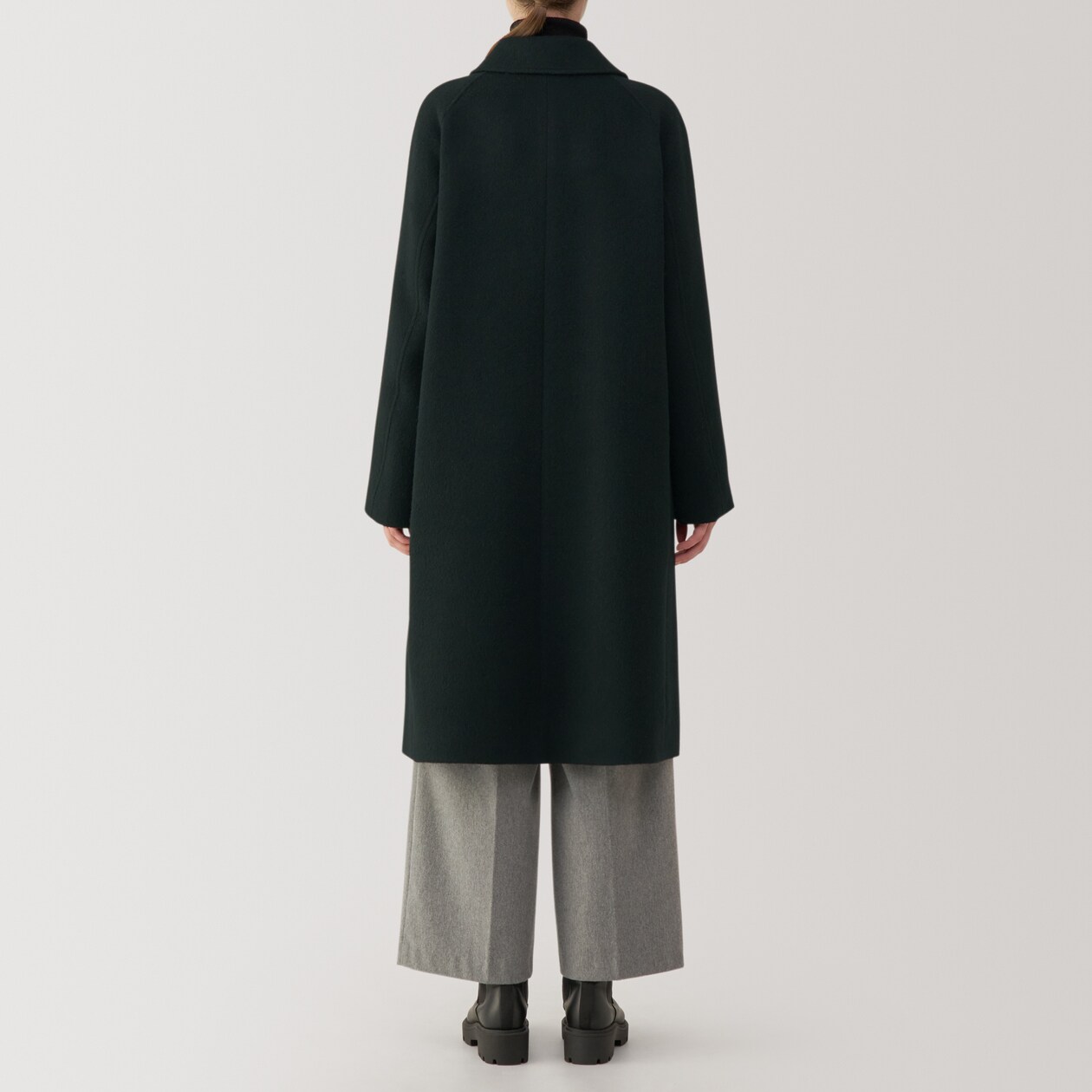 婦人 再生ウール混ステンカラーコート（黒） | 無印良品