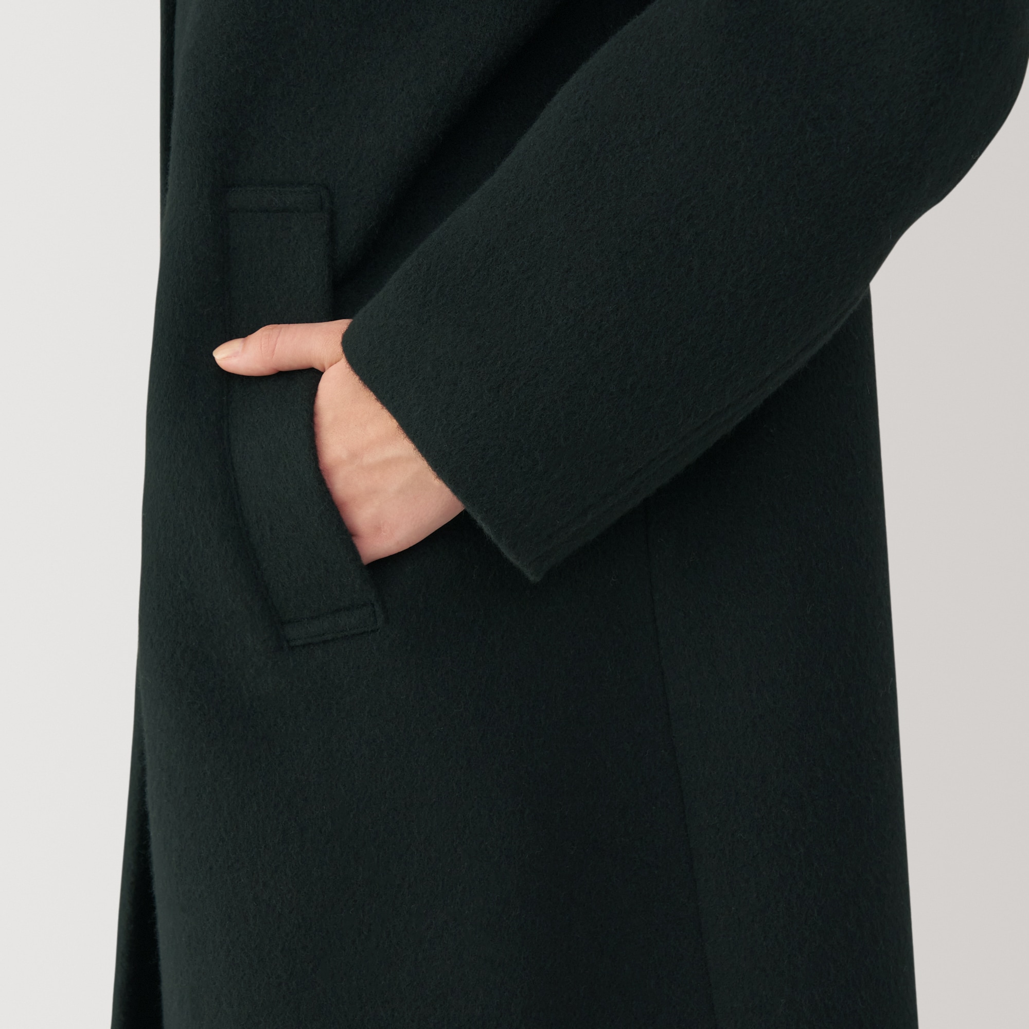 婦人 再生ウール混ステンカラーコート（黒） | 無印良品