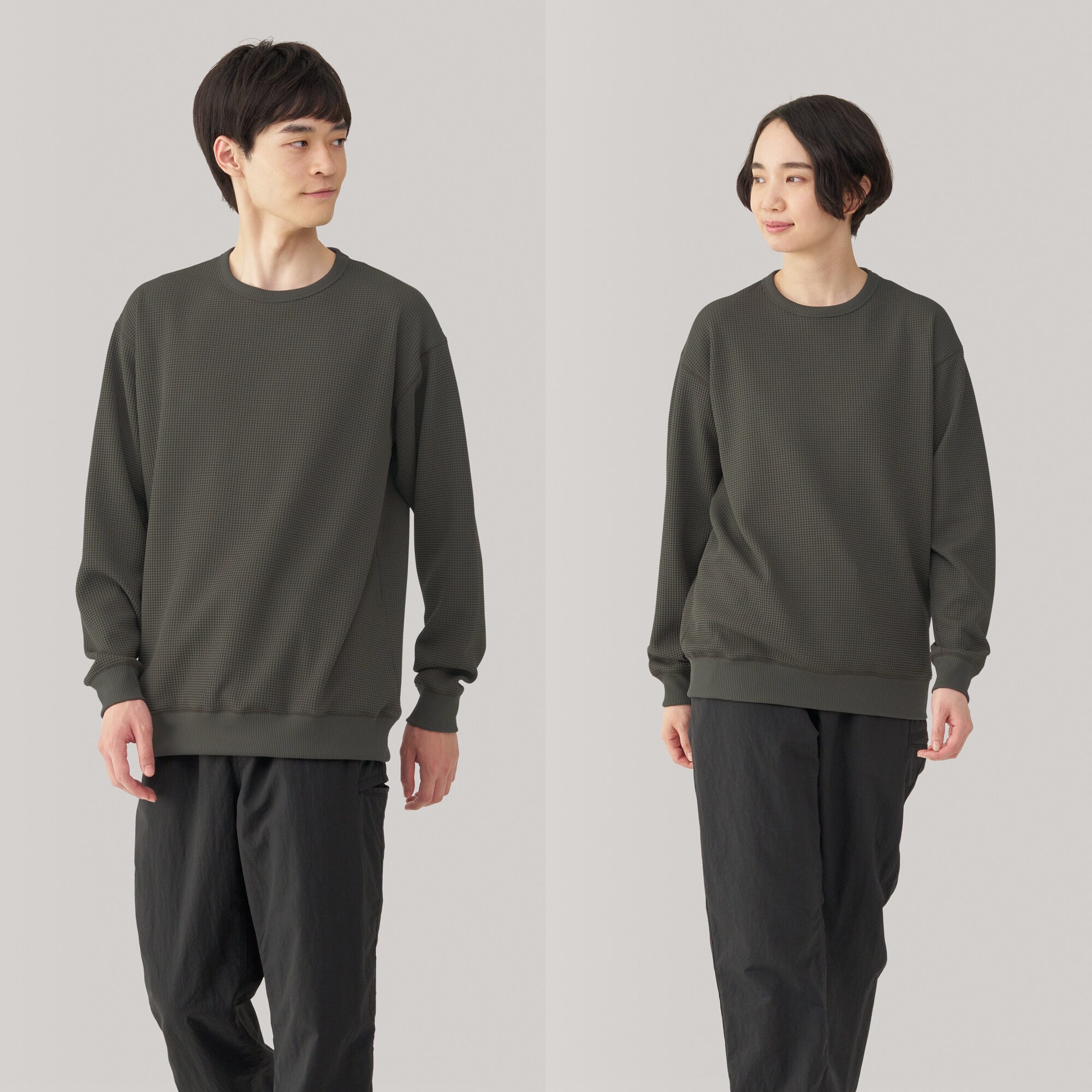 紳士 UVカット乾きやすいワッフル長袖Tシャツ | 無印良品
