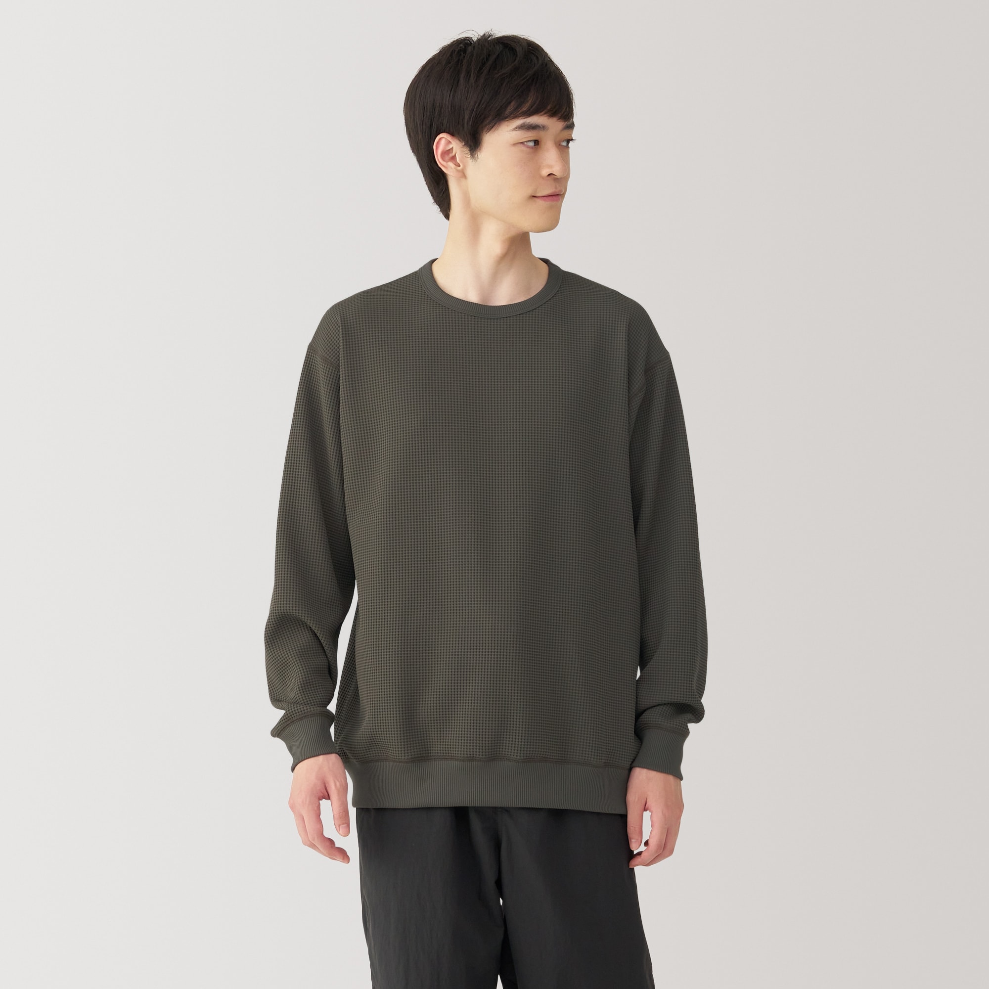 紳士 UVカット乾きやすいワッフル長袖Tシャツ | 無印良品