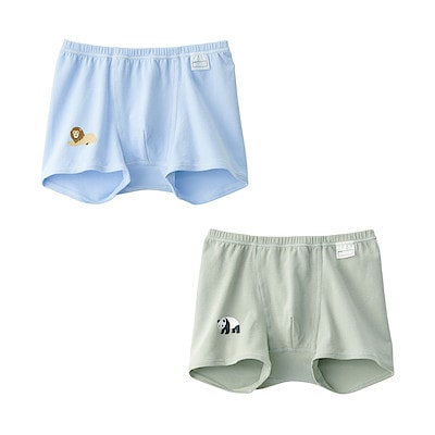 キッズ　動物柄　２枚組　前閉じボクサーパンツ