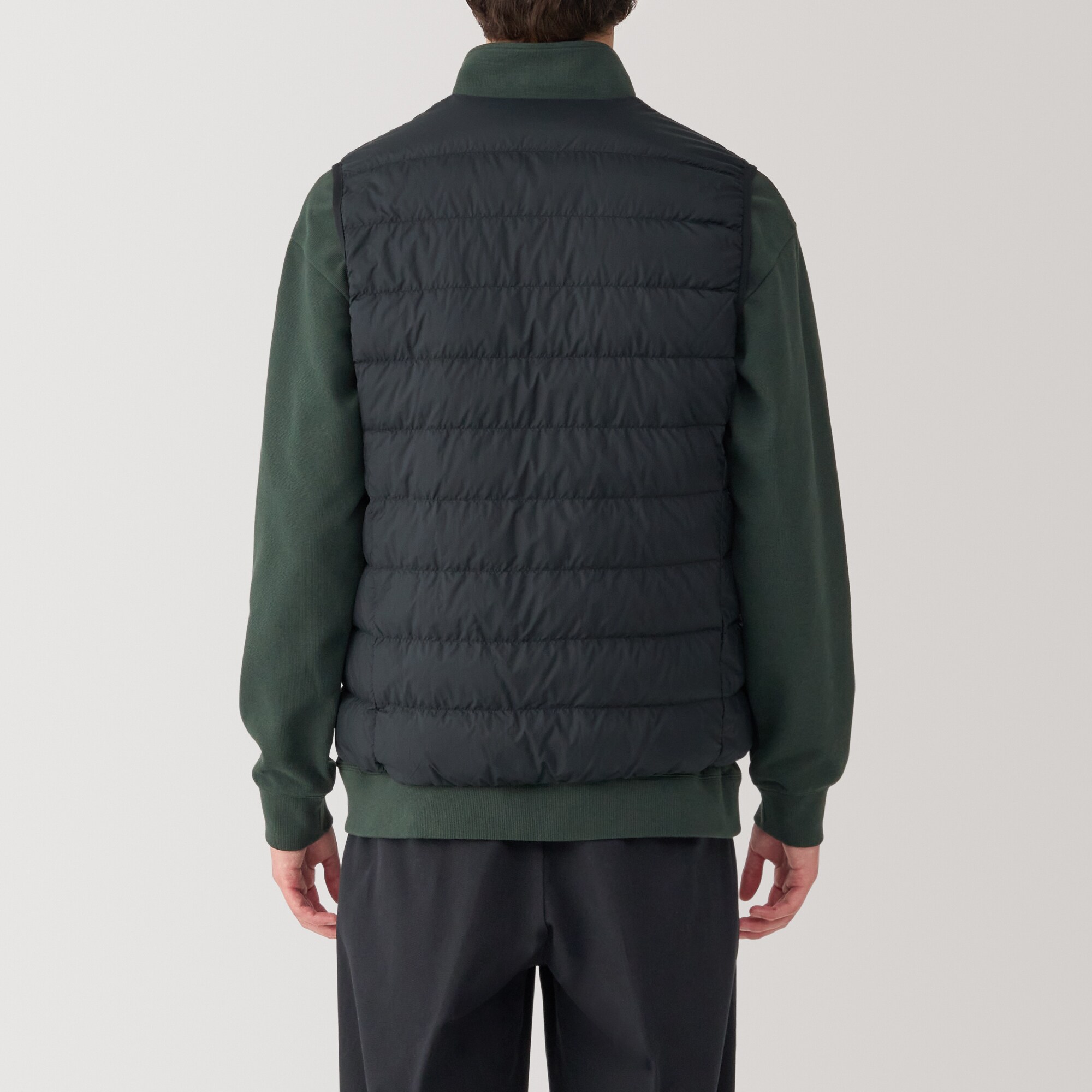 紳士　軽量ダウンノーカラーベスト（帯電防止裏地）