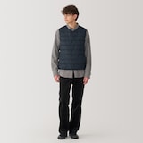 紳士　軽量ダウンノーカラーベスト（帯電防止裏地）