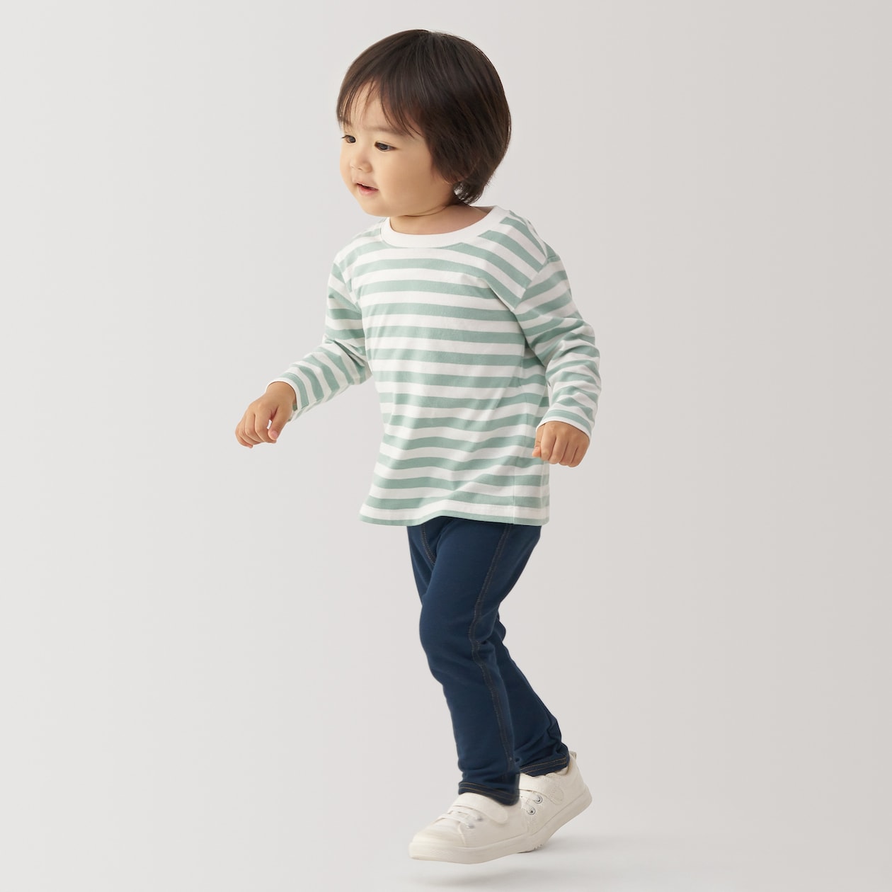 ベビー　おなかすっぽりデニム調レギンス