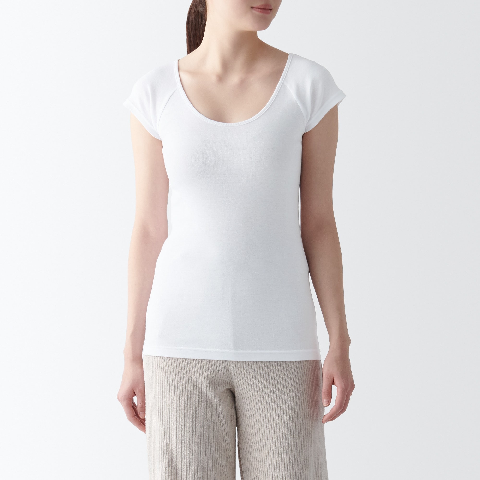 ホワイト パフスリーブ Tシャツ 無印良品 半袖 パフスリーブ Tシャツ スパッツ レギンス 白 RIO