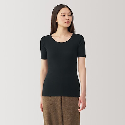 婦人　あったか綿　半袖Ｔシャツ