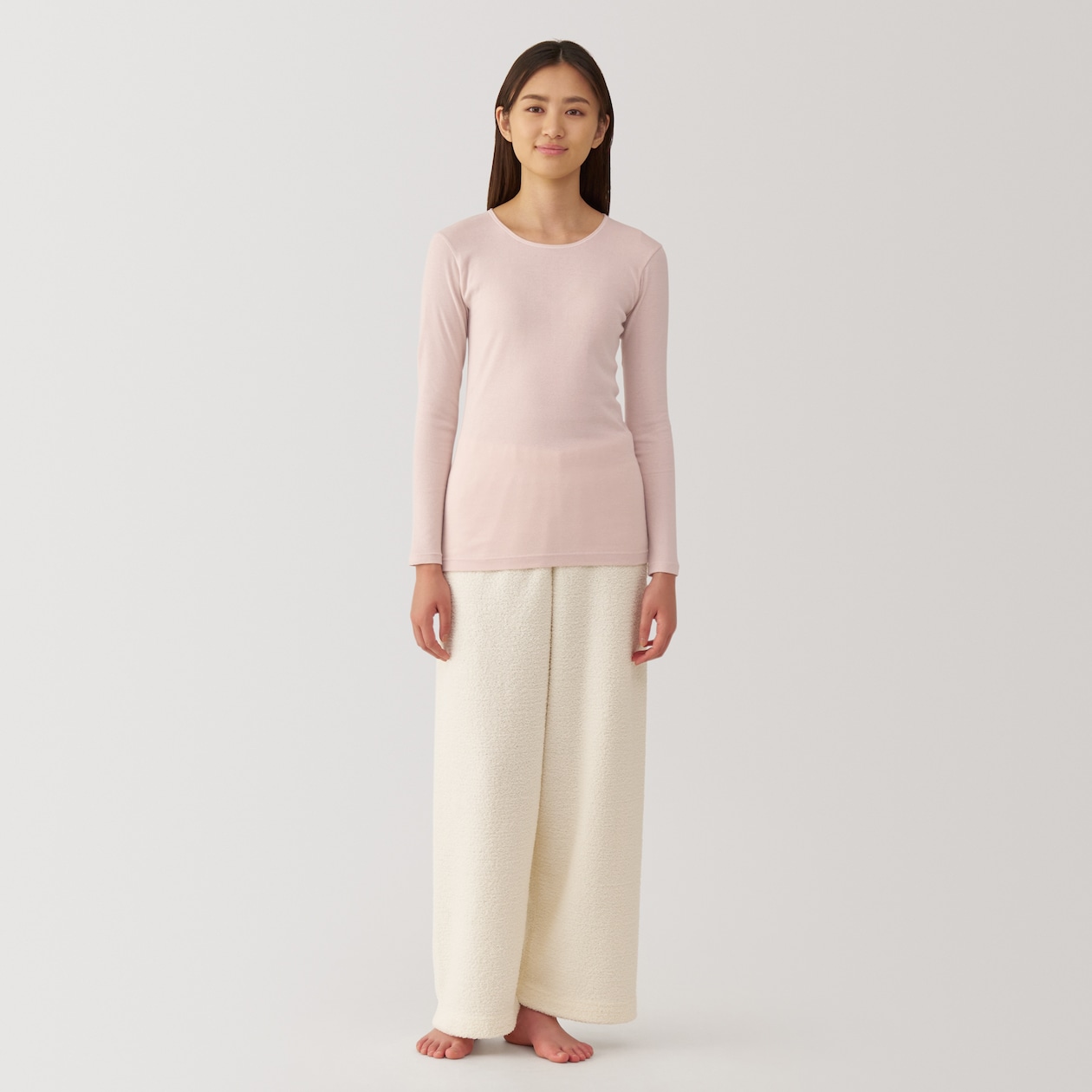 婦人　あったか綿　クルーネック長袖Ｔシャツ