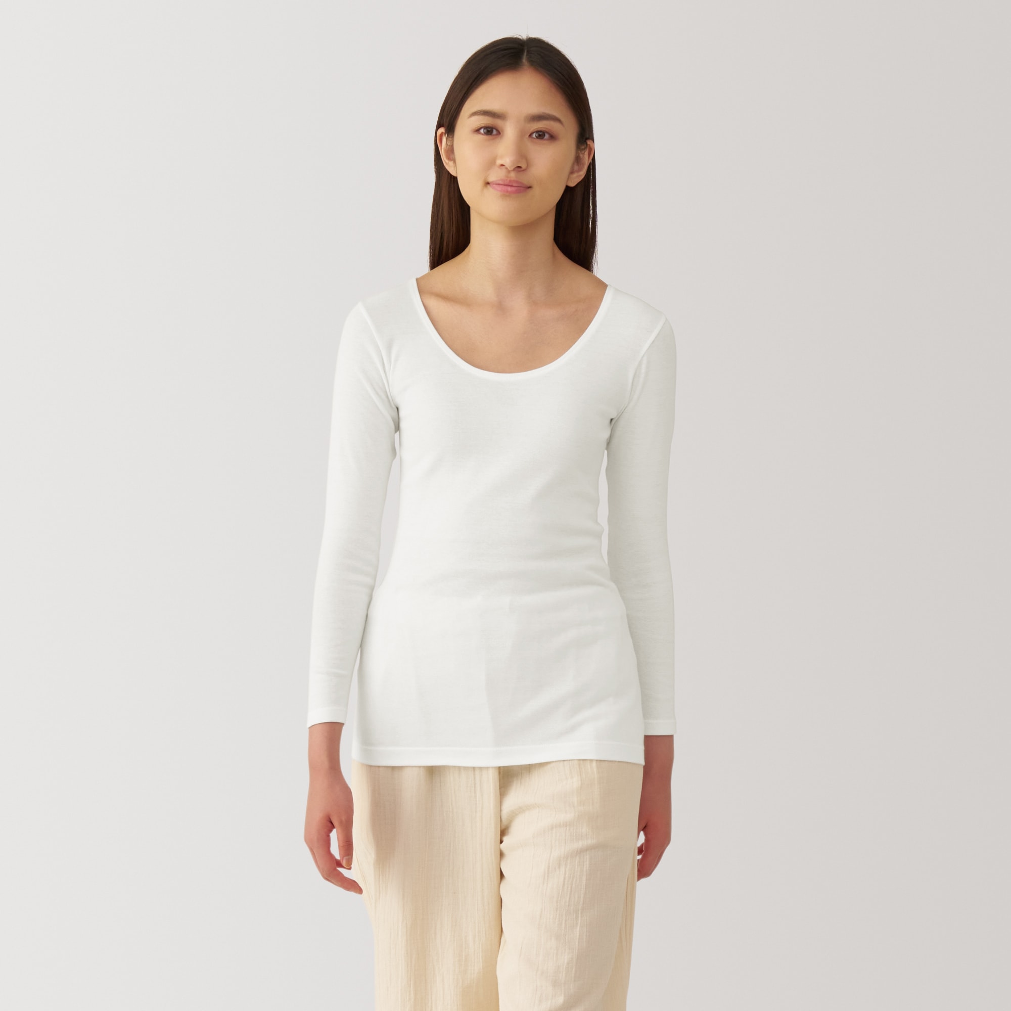 婦人　あったか綿　Ｕネック八分袖Ｔシャツ