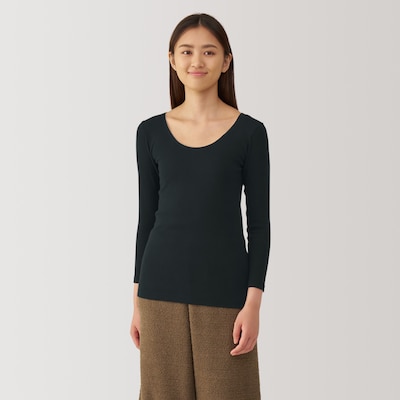 婦人　あったか綿　Ｕネック八分袖Ｔシャツ