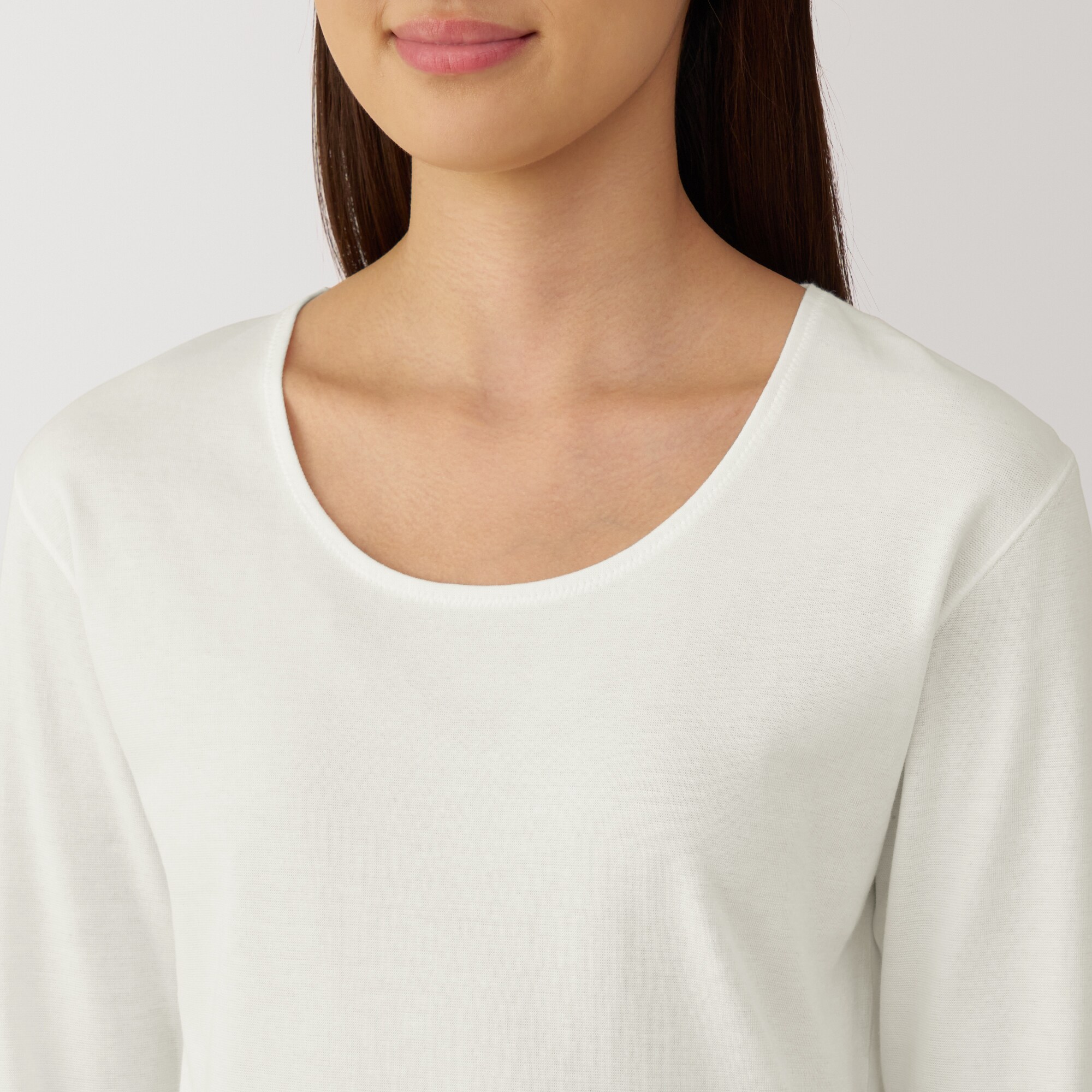 婦人　あったか綿　厚手　Ｕネック八分袖Ｔシャツ