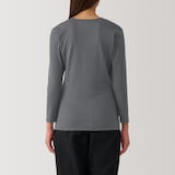 婦人　あったか綿　厚手　Ｕネック八分袖Ｔシャツ