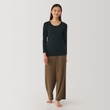 婦人　あったか綿　厚手　Ｕネック八分袖Ｔシャツ