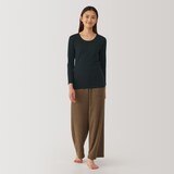 婦人　あったか綿　厚手　Ｕネック八分袖Ｔシャツ
