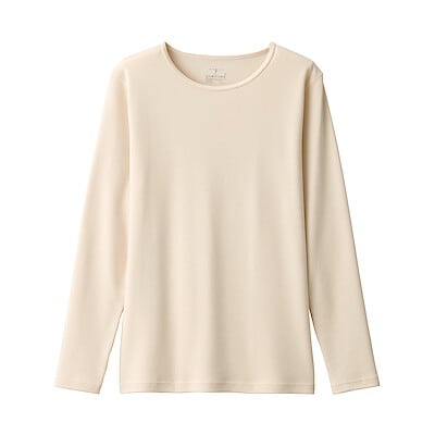 婦人　あったか綿　ウールクルーネック長袖Ｔシャツ