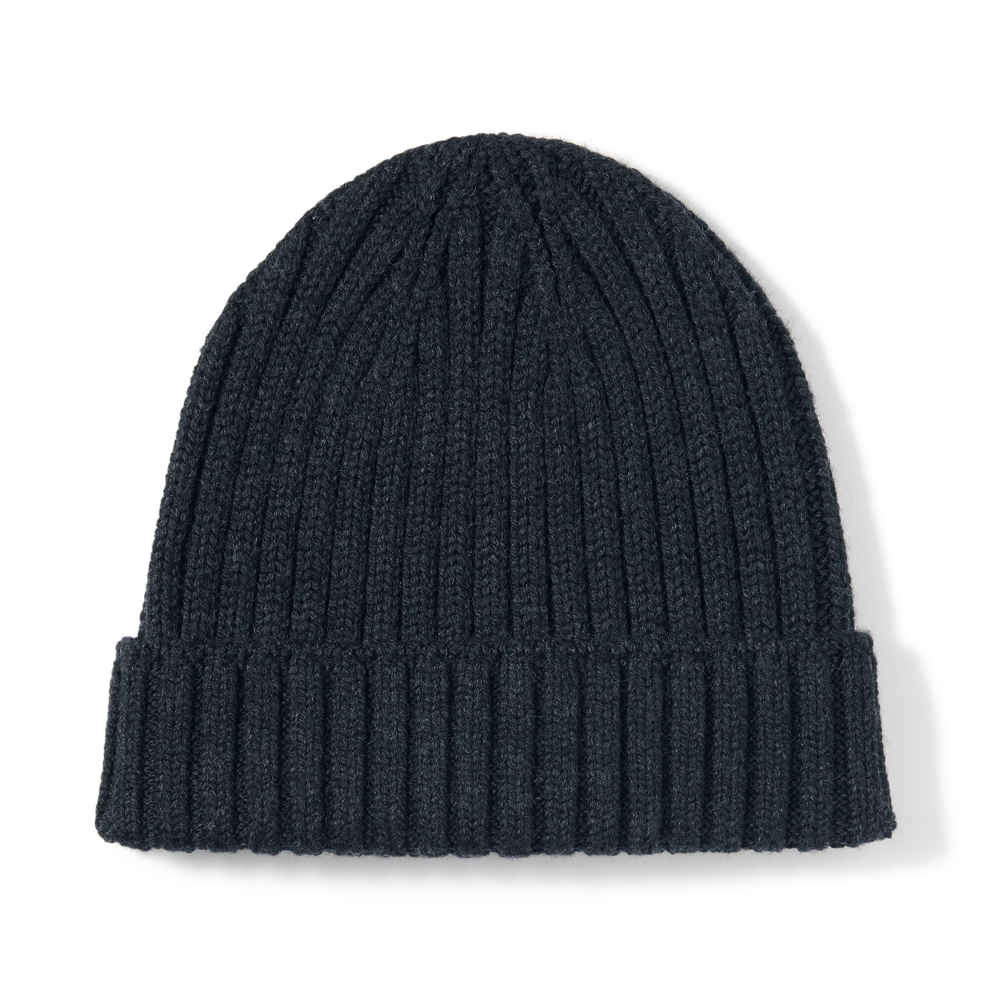 おでこのチクチクを抑えた　ウール混　リブ編み　ワッチ