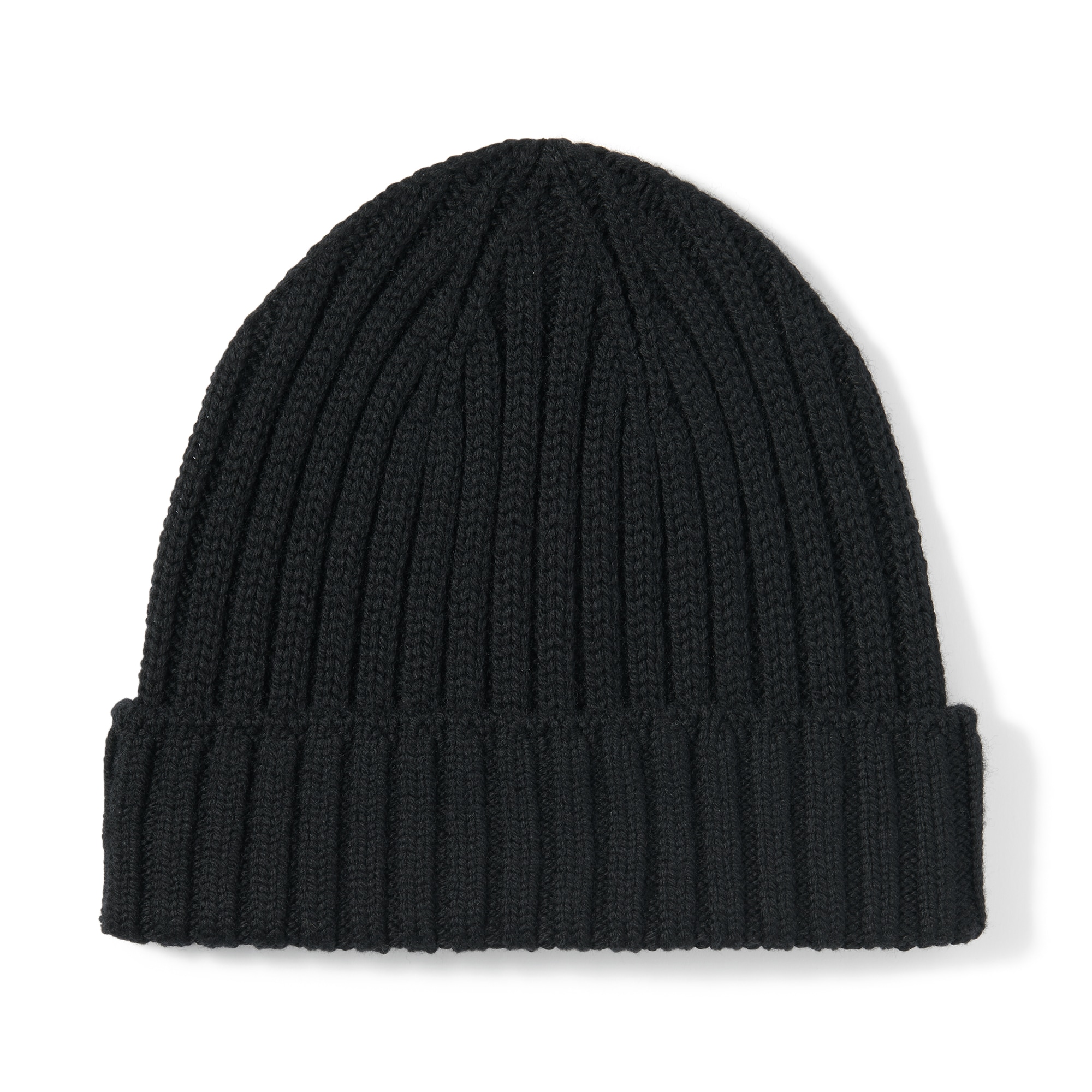 おでこのチクチクを抑えた　ウール混　リブ編み　ワッチ