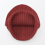 おでこのチクチクを抑えた　ウール混　リブ編み　ワッチ